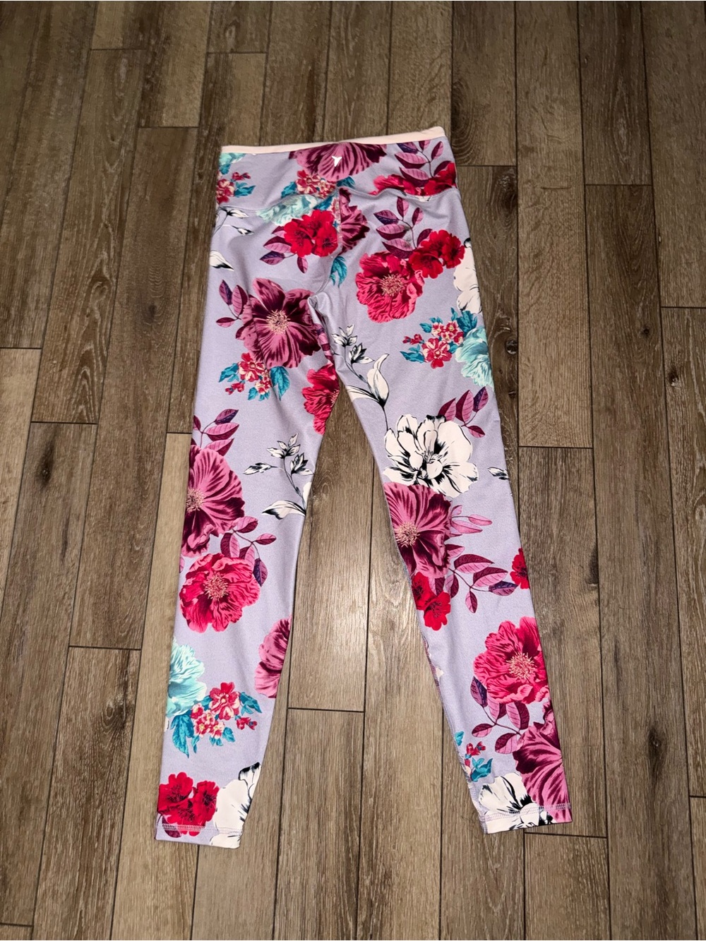 Old Navy Lavender PURPLE Pink FULL LENGTH LEGGINGS Floral Print HIGH WAIST SZ M